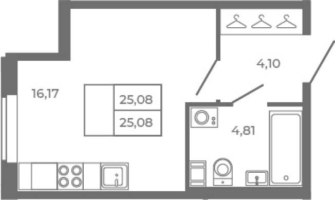. Вариант № 6963093, 0, площадь - 25.08 квм, цена 5241720 рублей