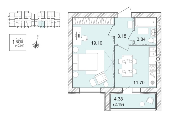 Купить однокомнатную квартиру в ЖК Александровский сад в Воронежской области. Вариант № 111026, 0, площадь -  квм, цена 4930000 рублей