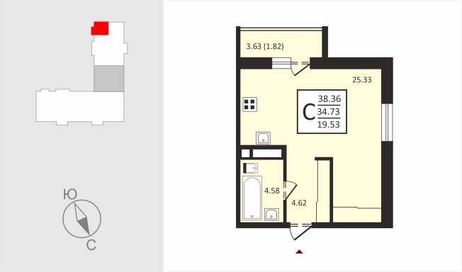 Купить Студию в Владимирской области. Вариант № 113220, 0, площадь -  квм, цена 4386000 рублей