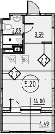 Купить Студию в новостройках у метро Обухово в Санкт-Петербурге. Вариант № 4163500, 0, площадь -  квм, цена 5840470 рублей