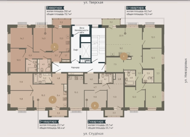 Купить квартиру в ЖК Клубный Дом "Резиденция" в Нижнем Новгороде. Вариант № 97702, 1, площадь -  квм, цена 14589835 рублей