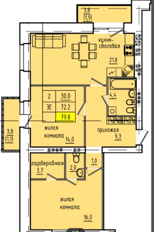 . Вариант № 125041, 0, площадь - 79.8 квм, цена 9416400 рублей