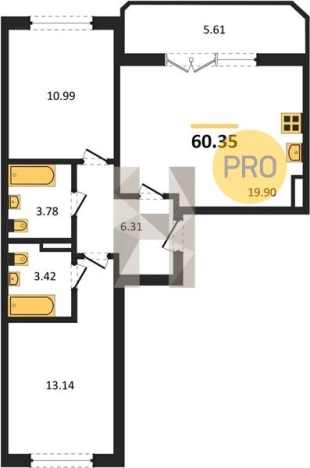 Купить квартиру в новостройках в Калининграде. Вариант № 95818, 0, площадь -  квм, цена 10374165 рублей