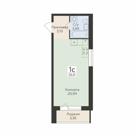 Купить однокомнатную квартиру в новостройках в ЖК Flora в Воронеже. Вариант № 145982, 0, площадь -  квм, цена 4446792 рублей