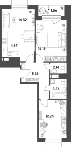 . Вариант № 140615, 0, площадь - 61.18 квм, цена 9353781 рублей