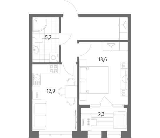 Купить однокомнатную квартиру в Ленинградской области. Вариант № 5256655, 0, площадь -  квм, цена 7352000 рублей