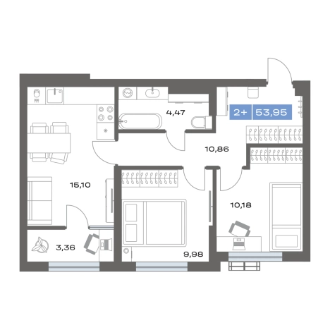 Купить двухкомнатную квартиру в новостройках в ЖК "Ритм" в Тобольске. Вариант № 91719, 0, площадь -  квм, цена 6450000 рублей