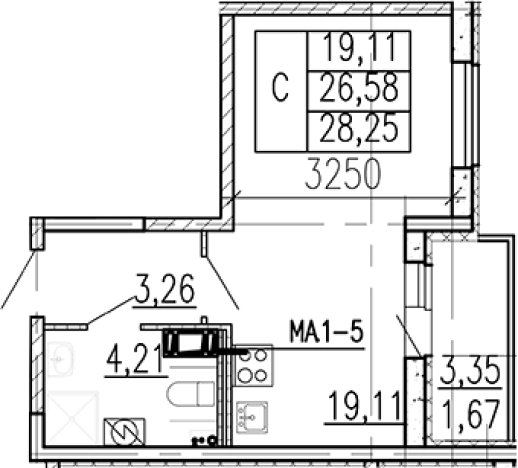 Купить Студию на улице Школьная в Ленинградской области. Вариант № 9096399, 0, площадь - квм, цена 4395500 рублей