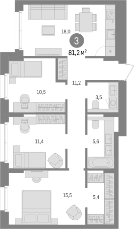 Купить трехкомнатную квартиру в ЖК Брусника в Новоселье в Ленинградской области. Вариант № 7980281, 0, площадь -  квм, цена 12150000 рублей