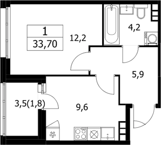 Купить однокомнатную квартиру в ЖК Дзен-кварталы в Москве. Вариант № 96097, 0, площадь -  квм, цена 9436665 рублей