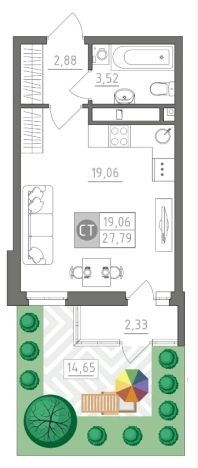 Купить Студию в Тульской области. Вариант № 71853, 0, площадь -  квм, цена 3167226 рублей
