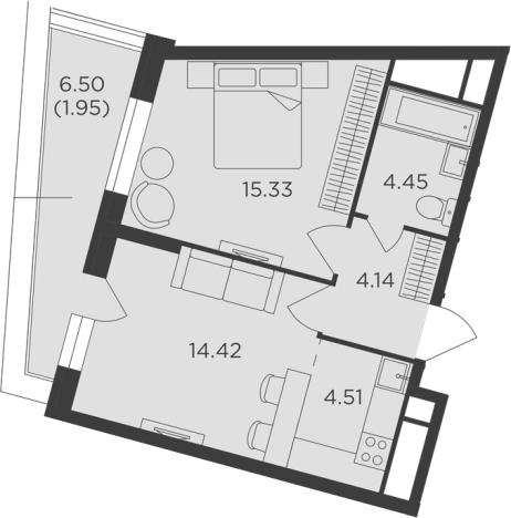 Купить двухкомнатную квартиру на вторичке в ЖК КутузовGRAD II в Москве. Вариант № 62925, 0, площадь -  квм, цена 19936200 рублей