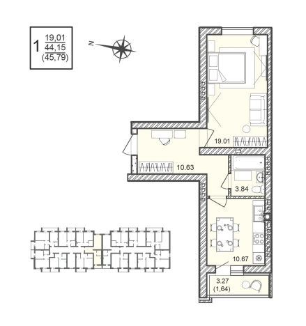 Купить однокомнатную квартиру в ЖК Александровский сад в Воронежской области. Вариант № 137537, 0, площадь -  квм, цена 6447232 рублей