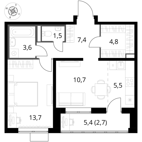 Купить двухкомнатную квартиру у метро Домодедовская в Видном. Вариант № 9905935, 0, площадь -  квм, цена 15808320 рублей