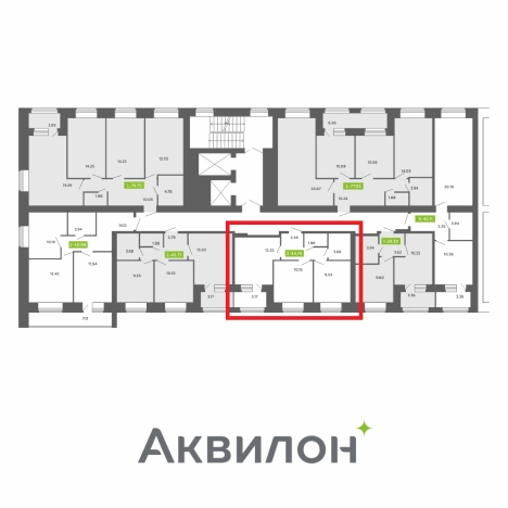 . Вариант № 2055274, 2, площадь - 44.74 квм, цена 7222222 рублей
