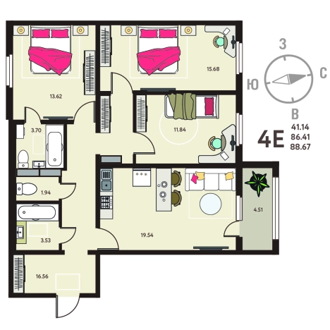Купить трехкомнатную квартиру в новостройках на улице Шишкова в Воронеже. Вариант № 153474, 0, площадь -  квм, цена 10932036 рублей