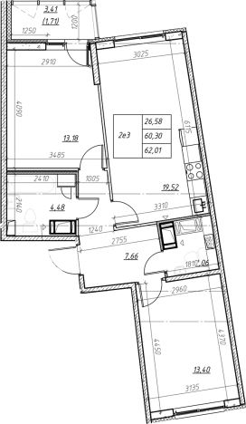 Купить трехкомнатную квартиру в ЖК Левитан в Мурине. Вариант № 6853102, 0, площадь -  квм, цена 8990730 рублей