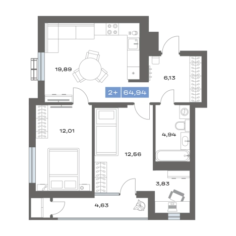 Купить двухкомнатную квартиру в новостройках в ЖК "Ритм" в Тобольске. Вариант № 91872, 0, площадь -  квм, цена 7850000 рублей