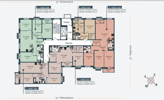 Купить квартиру в ЖК Клубный Дом "Резиденция" в Нижнем Новгороде. Вариант № 85480, 1, площадь -  квм, цена 16796000 рублей