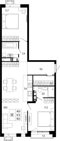 Купить трехкомнатную квартиру в Подольске. Вариант № 120203, 0, площадь -  квм, цена 13143787 рублей