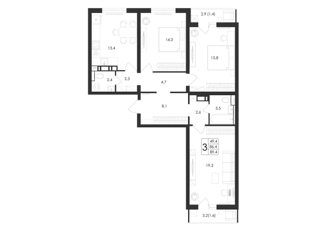 Купить квартиру в новостройках в ЖК Яблоневые сады ВЫБОР в Воронеже. Вариант № 883726, 0, площадь -  квм, цена 10477680 рублей
