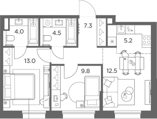 Купить трехкомнатную квартиру в новостройках у метро Мякинино в Московской области. Вариант № 138148, 0, площадь -  квм, цена 14740635 рублей