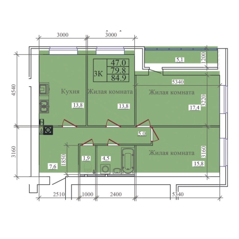 Купить квартиру в новостройках в ЖК "Олимпийский" литре 1 в Иванове. Вариант № 1405807, 0, площадь -  квм, цена 9763500 рублей