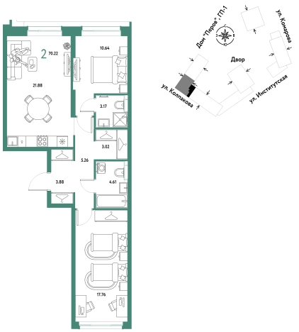 Купить двухкомнатную квартиру в ЖК Страна.Парковая в Мытищах. Вариант № 10440768, 0, площадь -  квм, цена 30666667 рублей