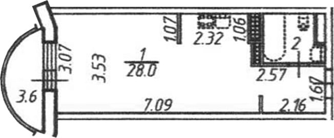 . Вариант № 7843971, 0, площадь - 31.4 квм, цена 6800000 рублей