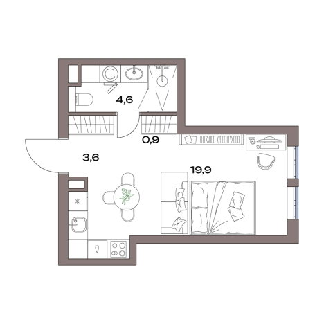 . Вариант № 3970782, 0, площадь - 29 квм, цена 13619616 рублей