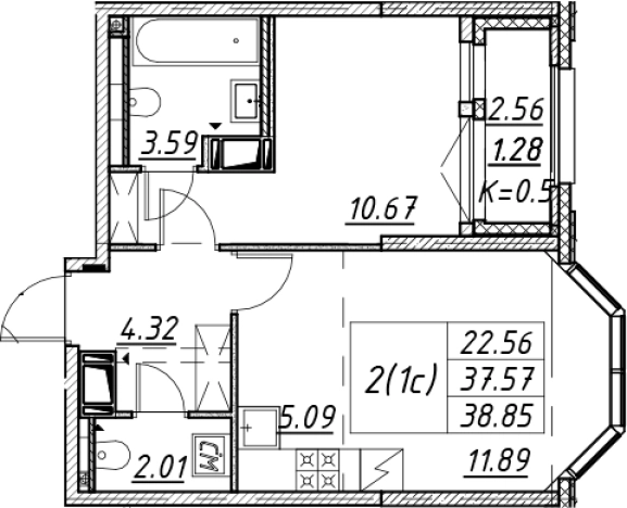 Купить двухкомнатную квартиру в новостройках в ЖК Цивилизация на Неве в Санкт-Петербурге. Вариант № 7850221, 0, площадь -  квм, цена 12780950 рублей