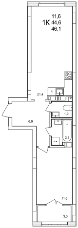 Купить однокомнатную квартиру в Кстове. Вариант № 96841, 0, площадь - квм, цена 7894800 рублей