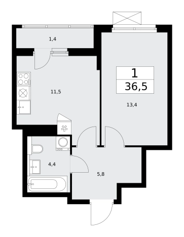 Купить однокомнатную квартиру в ЖК Бунинские кварталы в Москве. Вариант № 489794, 0, площадь -  квм, цена 12995825 рублей