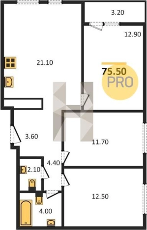 Купить трехкомнатную квартиру в Удмуртской Республике. Вариант № 62527, 0, площадь -  квм, цена 5888768 рублей