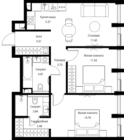 Купить двухкомнатную квартиру в СЗАО в Москве. Вариант № 141778, 0, площадь - квм, цена 27437528 рублей