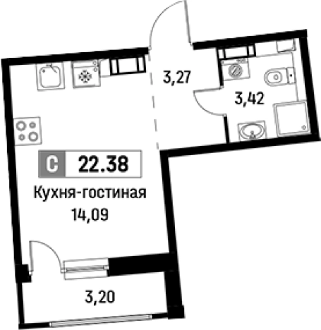 Купить Студию у метро Девяткино в Мурине. Вариант № 6213167, 0, площадь - квм, цена 4680976 рублей