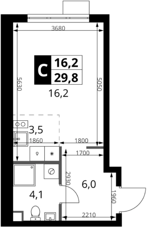 . Вариант № 9809802, 0, площадь - 30.1 квм, цена 14444990 рублей