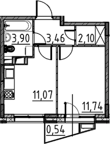 . Вариант № 8470561, 0, площадь - 32.27 квм, цена 5499139 рублей