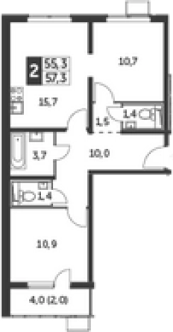 Купить двухкомнатную квартиру в новостройках в Видном. Вариант № 9837019, 0, площадь -  квм, цена 14226030 рублей