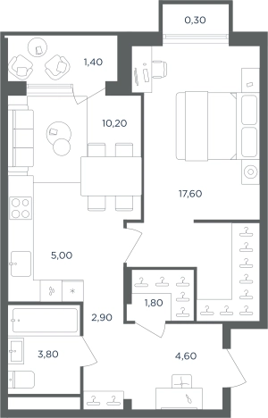 Купить квартиру в новостройках в Одинцове. Вариант № 160597, 0, площадь -  квм, цена 9363861 рублей