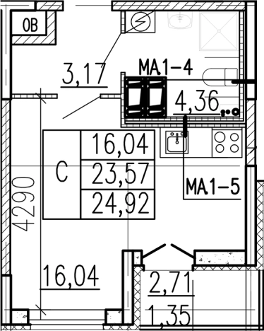 Купить Студию в ЖК Высота в Ленинградской области. Вариант № 9095580, 0, площадь -  квм, цена 3783000 рублей