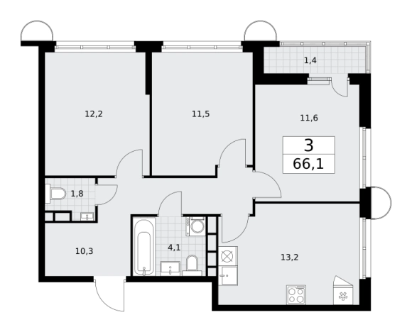 Купить трехкомнатную квартиру у метро Аэропорт Внуково в Москве. Вариант № 2206661, 0, площадь - квм, цена 21495720 рублей