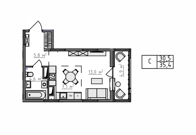 Купить Студию в Владимирской области. Вариант № 130615, 3, площадь -  квм, цена 4184650 рублей