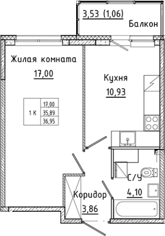 Купить однокомнатную квартиру в ЖК Аквилон Янино в Ленинградской области. Вариант № 6226691, 0, площадь -  квм, цена 5753682 рублей