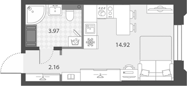 Купить Студию в новостройках в районе Невский в Санкт-Петербурге. Вариант № 7851466, 0, площадь - квм, цена 7232948 рублей