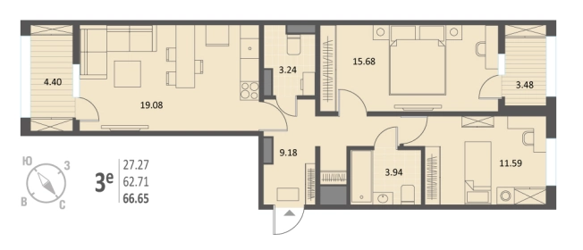 Купить двухкомнатную квартиру в ЖК Инстеп. Краснознаменная в Воронеже. Вариант № 93399, 0, площадь -  квм, цена 11097225 рублей