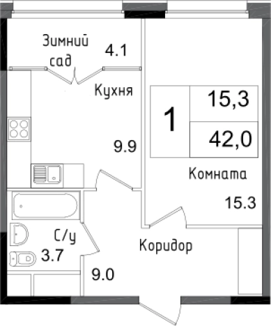 Купить однокомнатную квартиру в ЖК Сиреневый парк в Москве. Вариант № 62371, 0, площадь -  квм, цена 11986800 рублей