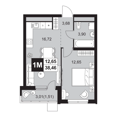 Купить двухкомнатную квартиру в новостройках в Пензенской области. Вариант № 8041316, 0, площадь -  квм, цена 4803654 рублей