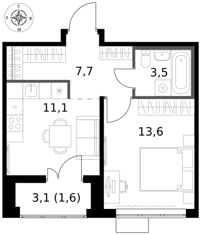 Купить однокомнатную квартиру в новостройках у метро Саларьево в Москве. Вариант № 9653733, 0, площадь -  квм, цена 17711250 рублей