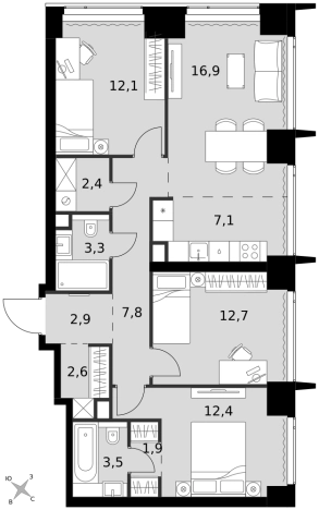 Купить многокомнатную квартиру в ЖК Amber City в Москве. Вариант № 9466567, 0, площадь -  квм, цена 65449760 рублей